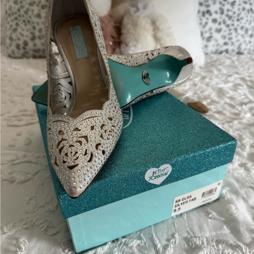 Betsey Johnson Silver Embellished Heels